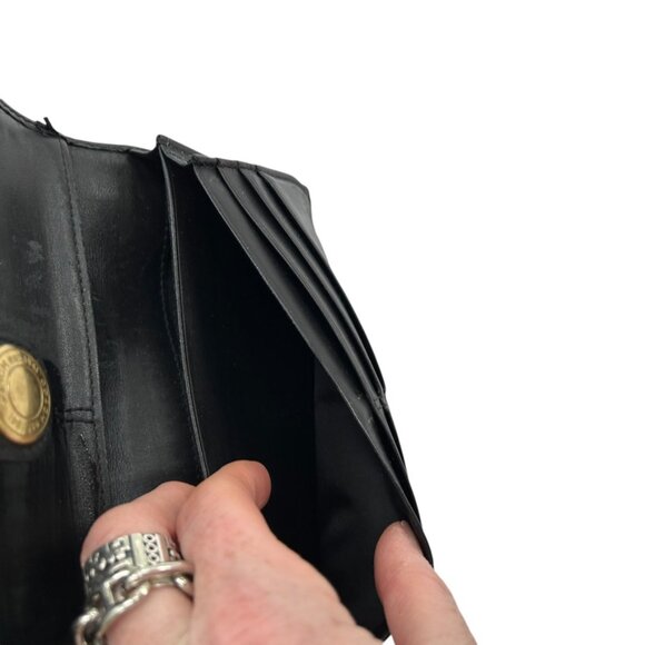 coach leather C logo tri fold checkbook wallet dollar bill checkbook size - Picture 6 of 8